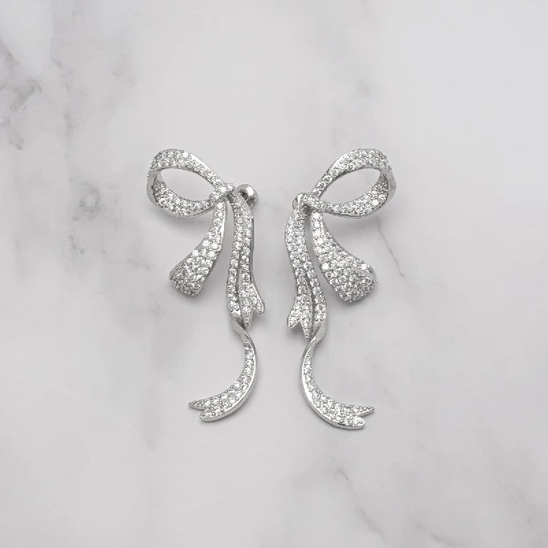 Victoria Townsend Silver Plated Cubic Zirconia Side Bow Earrings.