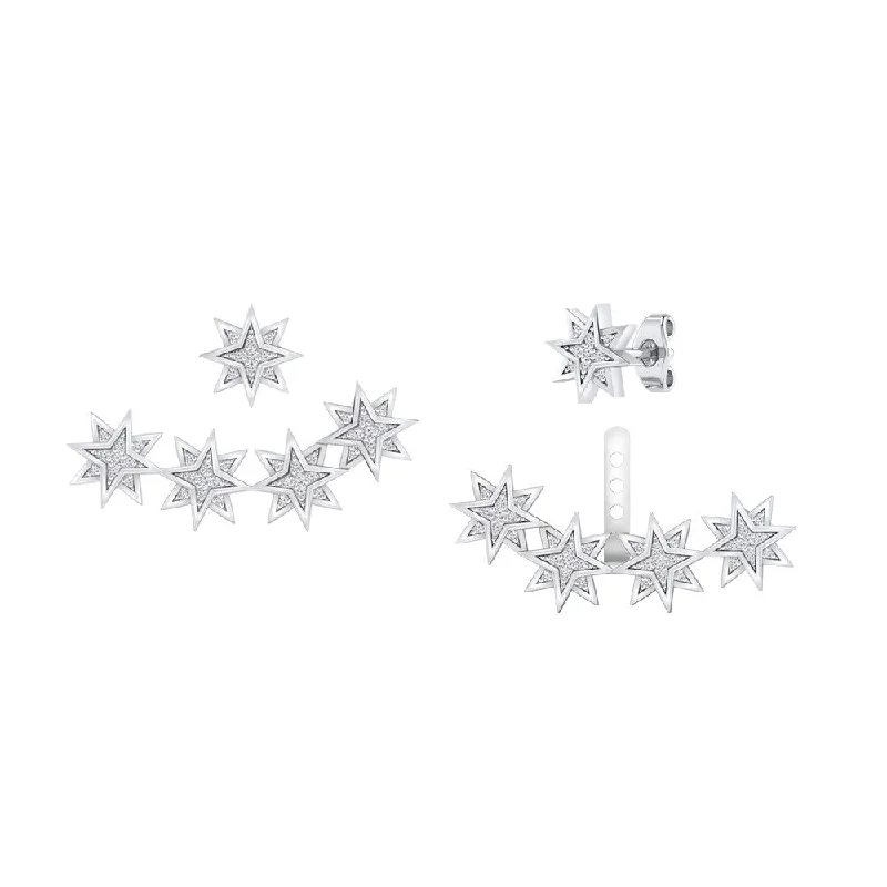 Auriya 1/5ctw Cosmic Star Shaped Diamond Stud Fashion Earrings with Two-Way Jackets 14K Gold