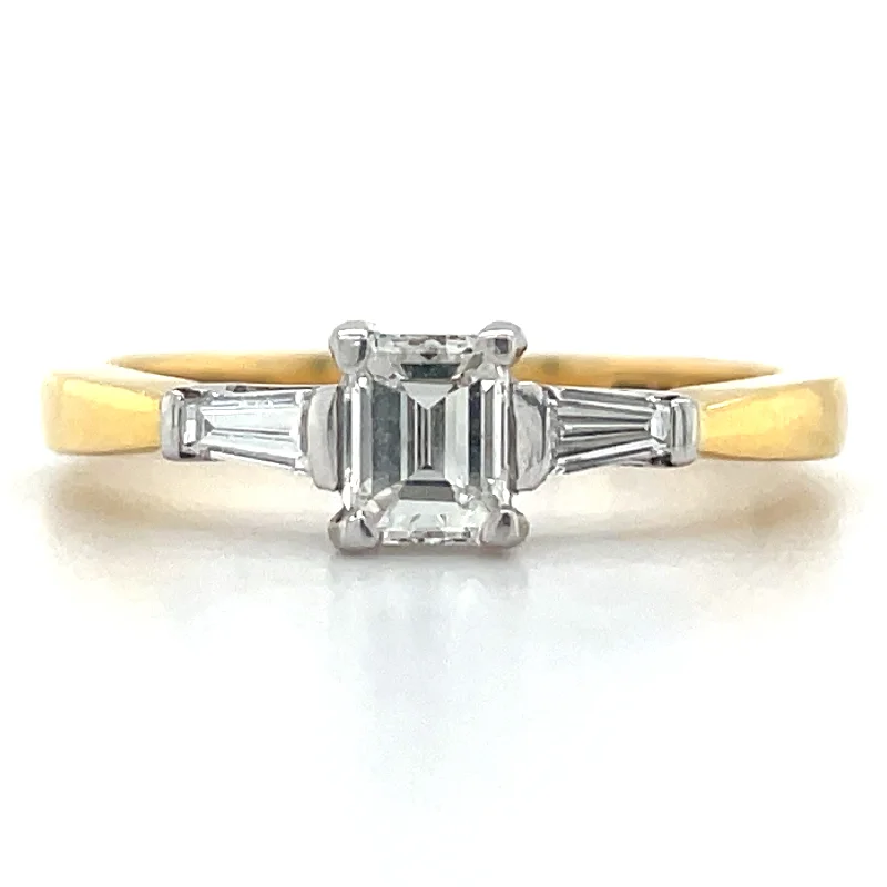 Allison - 18ct Yellow Gold Emerald Cut Three Stone Earth Grown Diamond Engagement Ring